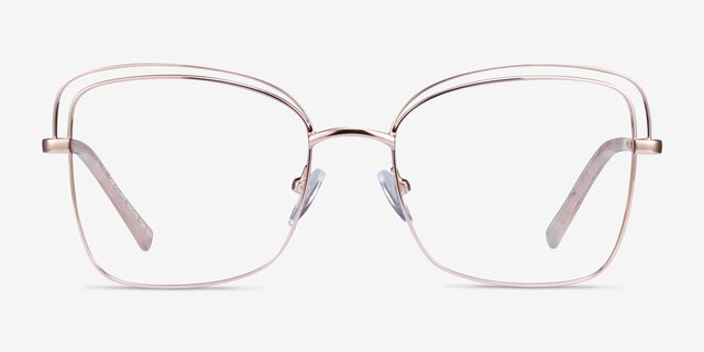 Oscillate Rose Gold MetalEyeglass Frames from EyeBuyDirect, Front View
