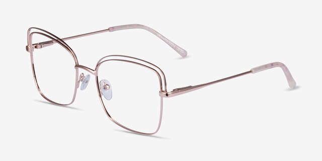 Oscillate Rose Gold MetalEyeglass Frames from EyeBuyDirect, Angle View