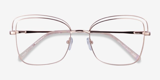 Oscillate Rose Gold MetalEyeglass Frames from EyeBuyDirect, Closed View