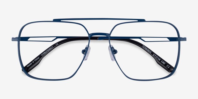 Townes Blue MetalEyeglass Frames from EyeBuyDirect, Closed View