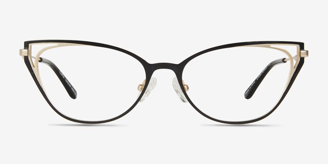 Cupid Black Matte Gold MétalMontures de lunettes de vue d'EyeBuyDirect, Vue de Face