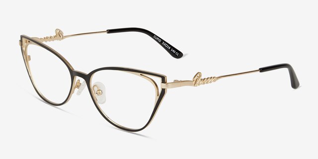 Cupid Black Matte Gold MétalMontures de lunettes de vue d'EyeBuyDirect, Vue d'Angle
