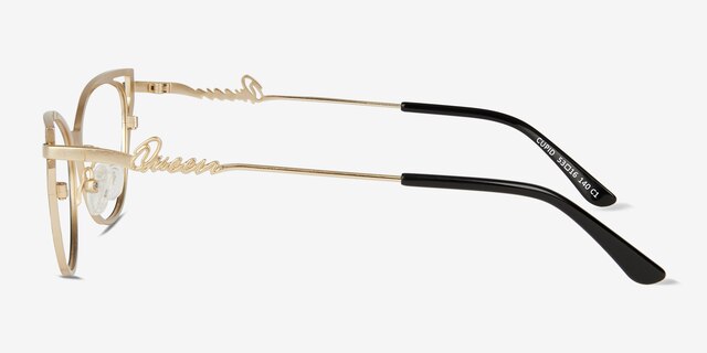 Cupid Black Matte Gold MétalMontures de lunettes de vue d'EyeBuyDirect, Vue de Côté