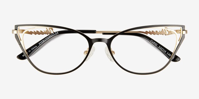 Cupid Black Matte Gold MétalMontures de lunettes de vue d'EyeBuyDirect, Vue Rapprochée