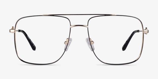 Romeo Black Gold MetalEyeglass Frames from EyeBuyDirect, Front View