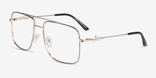 Romeo Black Gold MetalEyeglass Frames from EyeBuyDirect, Angle View
