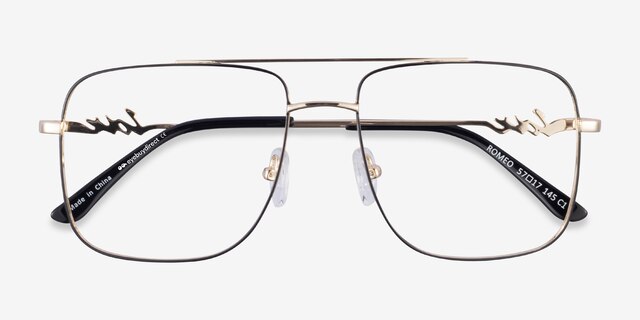 Romeo Black Gold MetalEyeglass Frames from EyeBuyDirect, Closed View