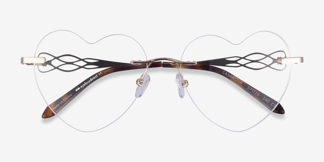 Casanova Light Gold MetalEyeglass Frames from EyeBuyDirect, Closed View