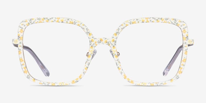 Althea Yellow Floral Metal Eyeglass Frames from EyeBuyDirect