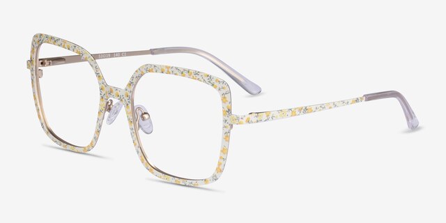 Althea Yellow Floral MetalEyeglass Frames from EyeBuyDirect, Angle View