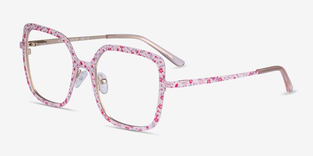 Althea Pink Floral MetalEyeglass Frames from EyeBuyDirect, Angle View