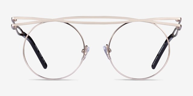Fractal Light Gold MetalEyeglass Frames from EyeBuyDirect, Front View