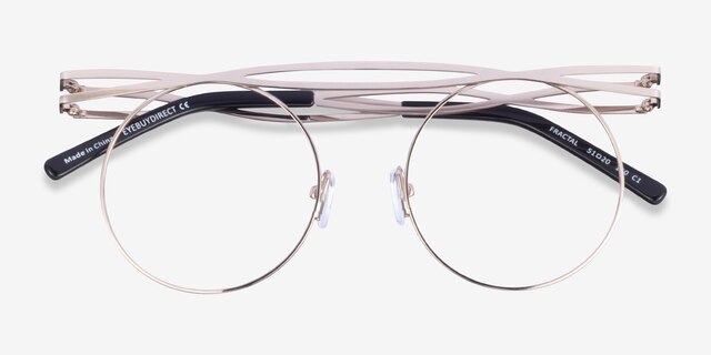 Fractal Light Gold MetalEyeglass Frames from EyeBuyDirect, Closed View