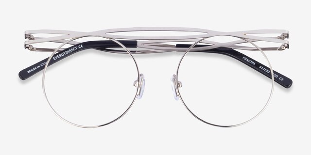 Fractal Silver MetalEyeglass Frames from EyeBuyDirect, Closed View
