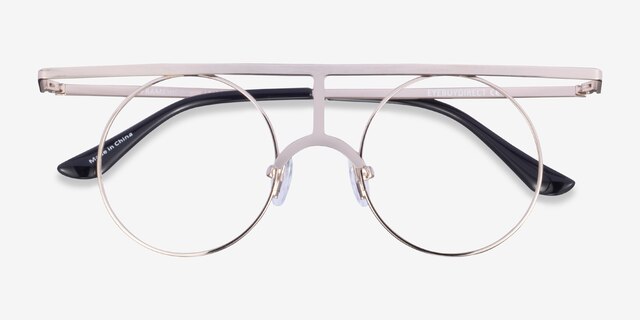 Framework Light Gold MetalEyeglass Frames from EyeBuyDirect, Closed View