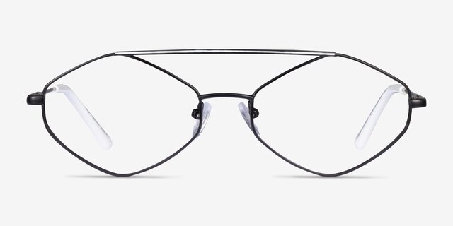 Trig Black White MetalEyeglass Frames from EyeBuyDirect, Front View