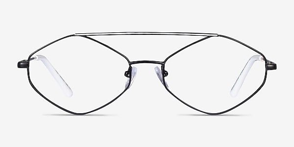 Trig Black White Metal Eyeglass Frames