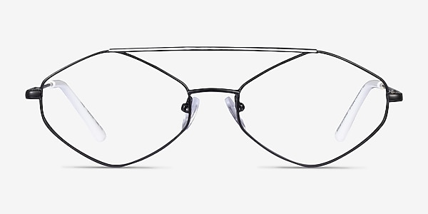 Trig Black White Metal Eyeglass Frames