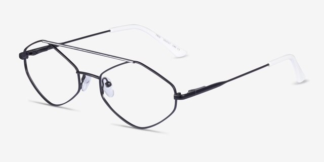 Trig Black White MetalEyeglass Frames from EyeBuyDirect, Angle View