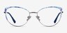Posy Matt Silver Blue Floral MetalEyeglass Frames from EyeBuyDirect, Front View