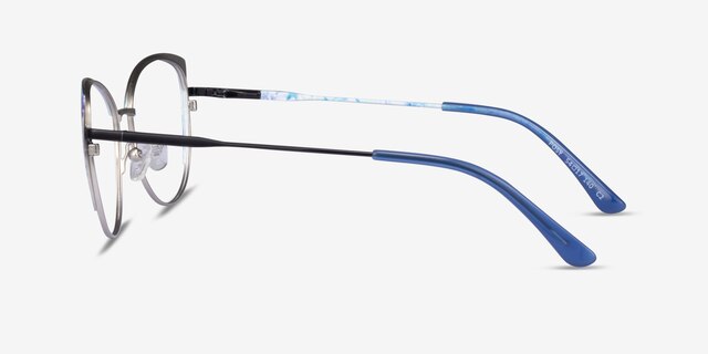 Posy Matt Silver Blue Floral MetalEyeglass Frames from EyeBuyDirect, Side View
