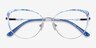Posy Matt Silver Blue Floral MetalEyeglass Frames from EyeBuyDirect, Closed View