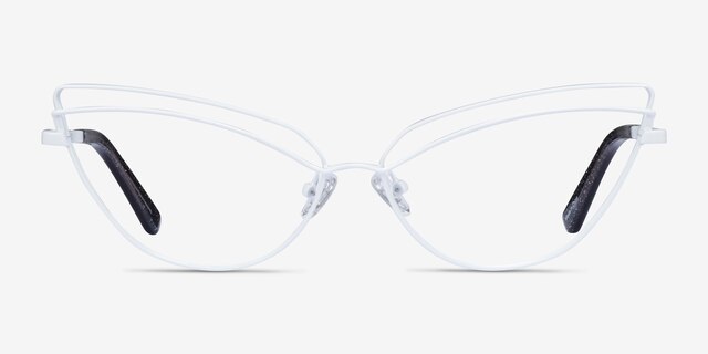 Mila White MetalEyeglass Frames from EyeBuyDirect, Front View