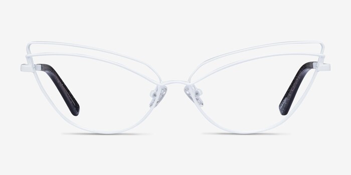 Mila White Metal Eyeglass Frames from EyeBuyDirect