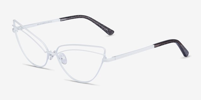 Mila White MetalEyeglass Frames from EyeBuyDirect, Angle View