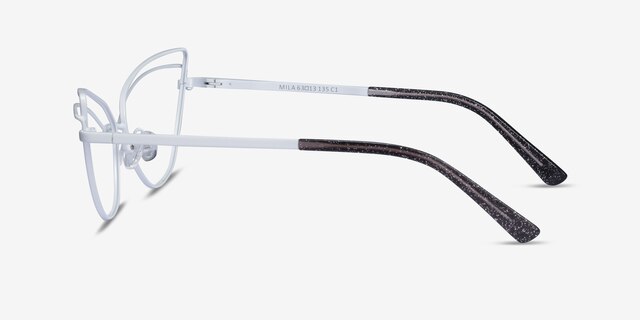Mila White MetalEyeglass Frames from EyeBuyDirect, Side View