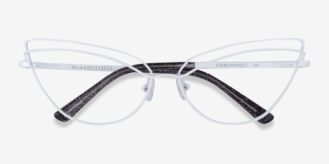 Mila White MetalEyeglass Frames from EyeBuyDirect, Closed View