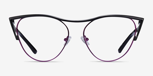 Mau Black Purple MetalEyeglass Frames from EyeBuyDirect, Front View