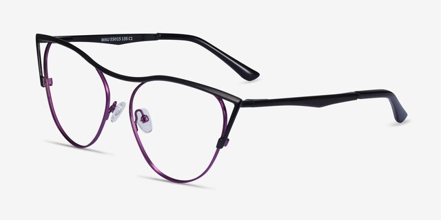 Mau Black Purple MetalEyeglass Frames from EyeBuyDirect, Angle View