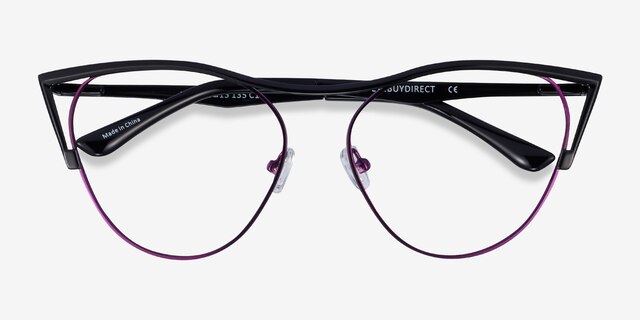 Mau Black Purple MetalEyeglass Frames from EyeBuyDirect, Closed View
