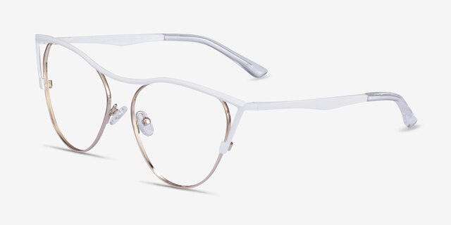 Mau White Gold MetalEyeglass Frames from EyeBuyDirect, Angle View