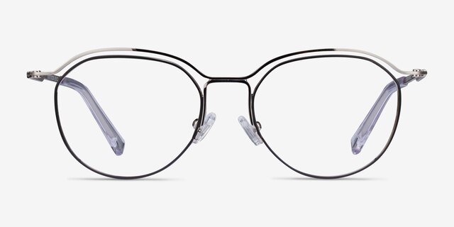 Duo Silver Black MetalEyeglass Frames from EyeBuyDirect, Front View