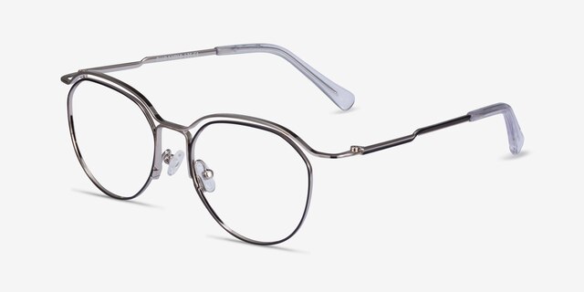 Duo Silver Black MetalEyeglass Frames from EyeBuyDirect, Angle View