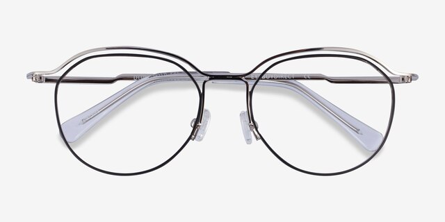Duo Silver Black MetalEyeglass Frames from EyeBuyDirect, Closed View