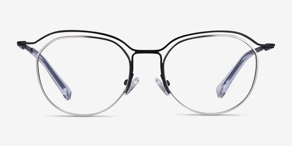 Duo Black Silver Metal Eyeglass Frames