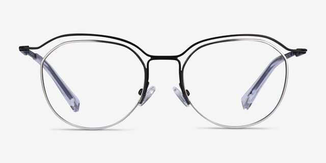 Duo Black Silver MetalEyeglass Frames from EyeBuyDirect, Front View