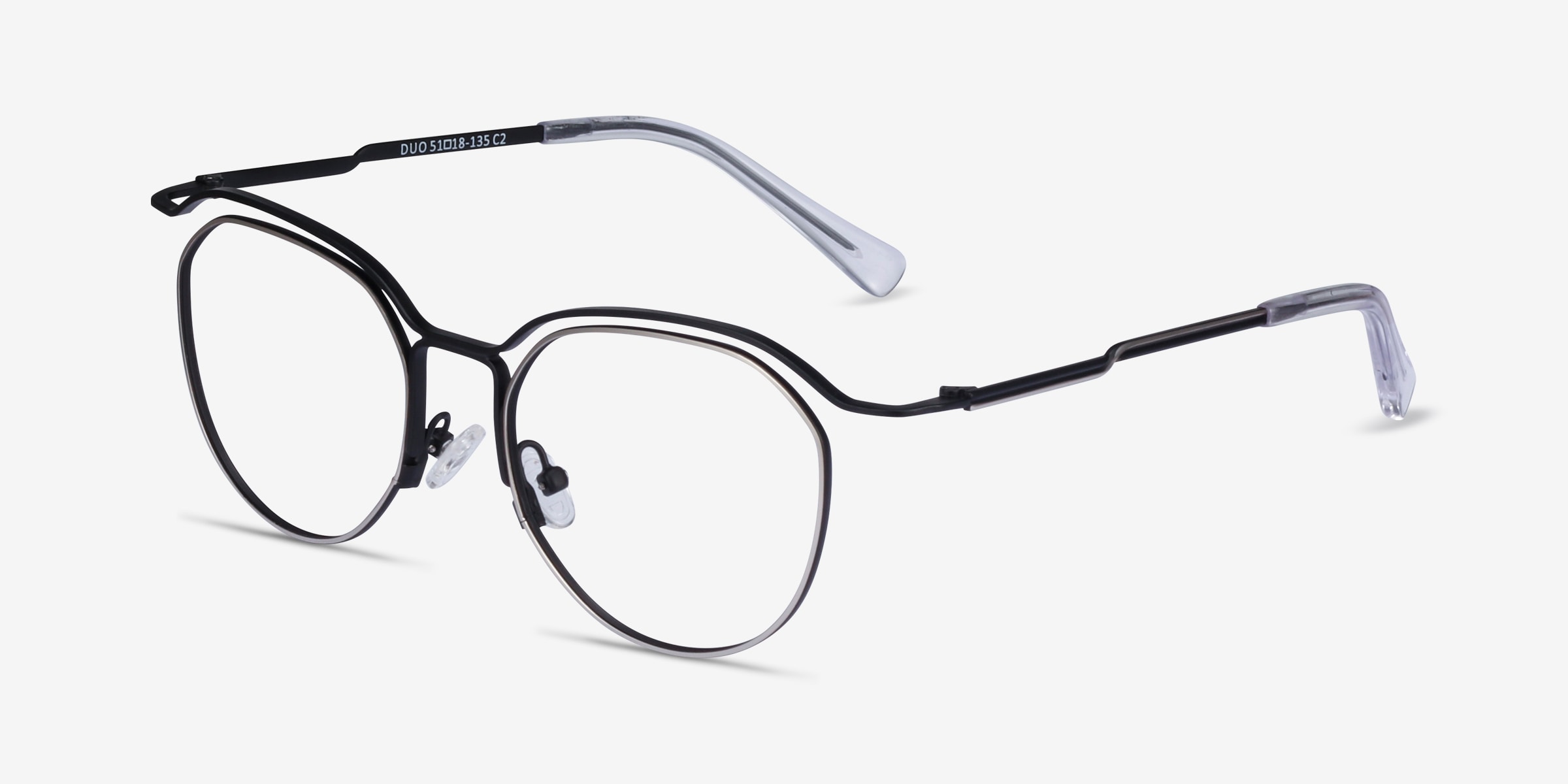 Duo Browline Black Silver Full Rim Eyeglasses | Eyebuydirect Canada