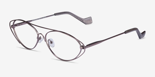 Freeform Gunmetal MetalEyeglass Frames from EyeBuyDirect, Angle View