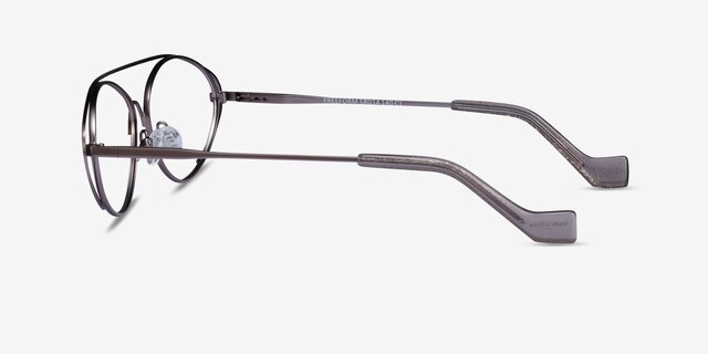 Freeform Gunmetal MetalEyeglass Frames from EyeBuyDirect, Side View