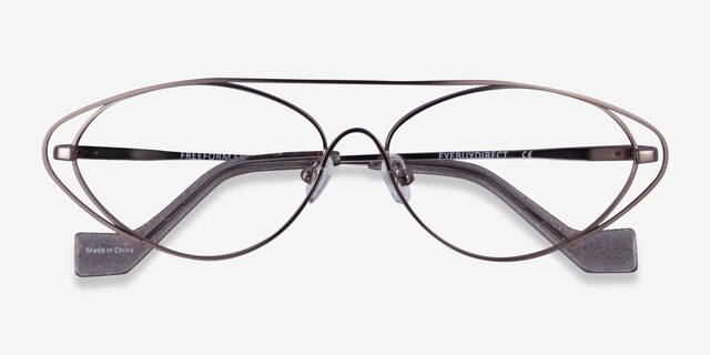 Freeform Gunmetal MetalEyeglass Frames from EyeBuyDirect, Closed View
