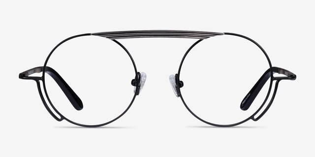 Steam Black Silver MetalEyeglass Frames from EyeBuyDirect, Front View