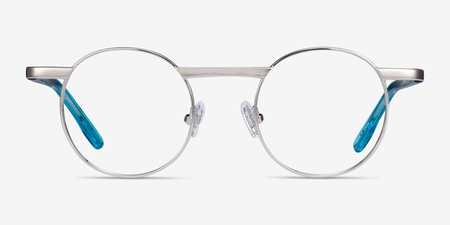 Task Silver MetalEyeglass Frames from EyeBuyDirect, Front View