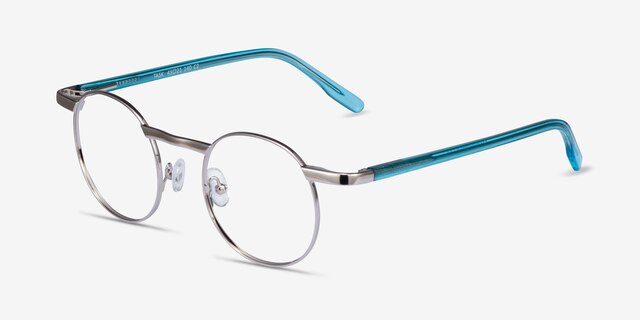 Task Silver MetalEyeglass Frames from EyeBuyDirect, Angle View