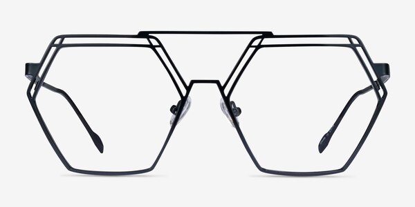 Cyber Black Metal Eyeglass Frames