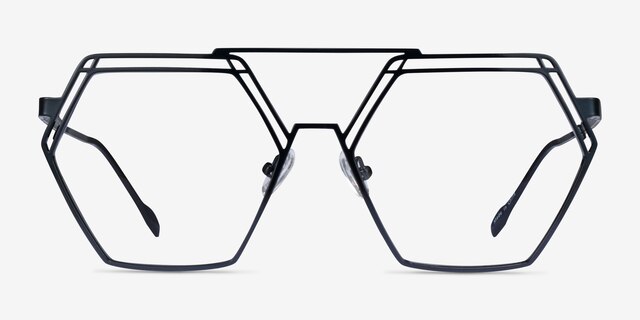 Cyber Black MetalEyeglass Frames from EyeBuyDirect, Front View