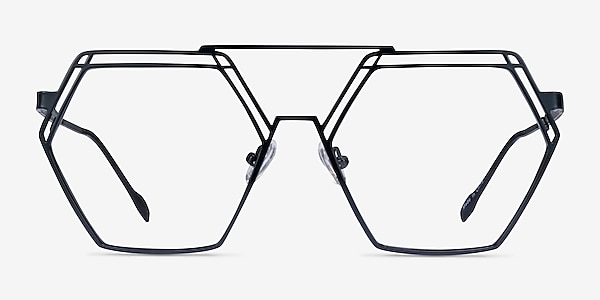 Cyber Black Metal Eyeglass Frames